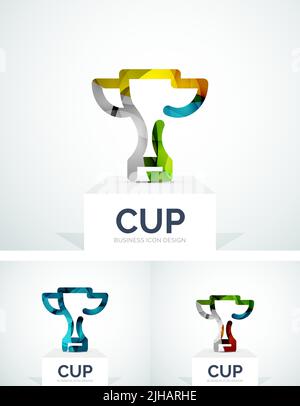 Abstract colorful logo design, awards, cup. Made of color shapes Stock Vector
