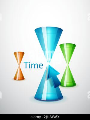 Glass abstarct techno concept of hourglass Stock Vector