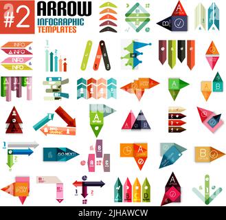 Huge set of arrow infographic templates #2 for business background | numbered banners | business lines | graphic website Stock Vector