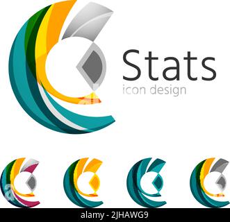 Statistics company logos et. Vector illustration. Economy business icon made of overlapping shapes Stock Vector