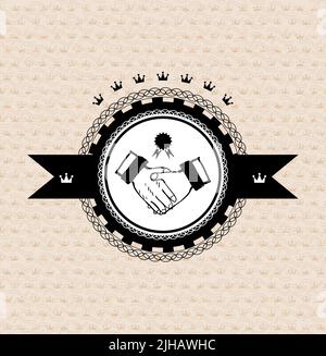 Vintage retro label: stylized handshake Stock Vector