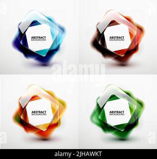 Glossy and blurred square vector banners templates set. Can be used as business background and infographics Stock Vector