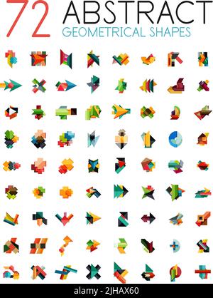 Set of colorful abstract geometric shapes isolated on white. For business designs, symbols, banners. Stock Vector