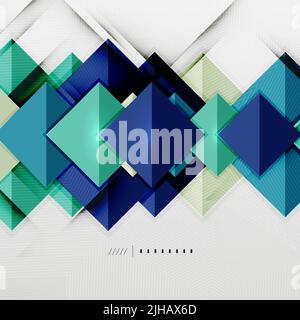 Geometric squares and rhombus futuristic template - colorful business presentation or abstract brochure design, glossy clean style and shadow effects Stock Vector