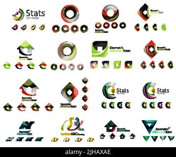 Universal set of abstract logos. Business, app, web design symbol template - loops, geometric shapes and other Stock Vector