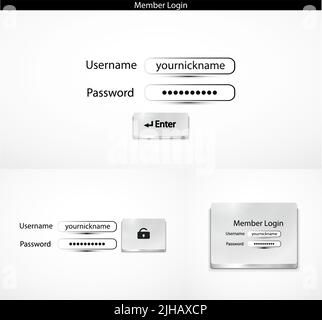 Abstract techno backgrounds with login forms and metal buttons Stock Vector