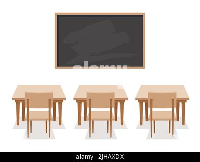 School desk and a chair. Vector flat color illustration isolated on white background. eps 10 Stock Vector