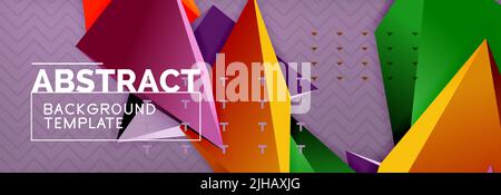 Abstract background, colorful minimal abstract triangle composition. Vector illustration, modern 3d triangular poster Stock Vector