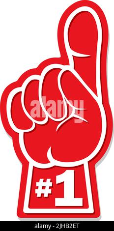 Number 1 (one)  with finger raised. Fans hand glove vector icon on transparent background Stock Vector