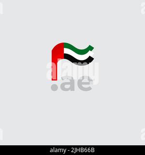 United arab emirates flag icon. Original simple design of the uae flag, map marker. Design element, template national poster with ae domain. State Stock Vector
