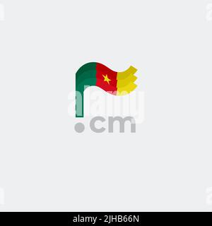 Cameroon flag icon. Original simple design of the cameroonian flag, map marker. Design element, template national poster with cm domain. State Stock Vector
