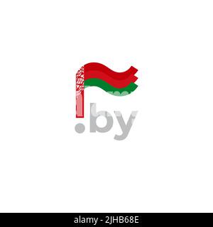 Belarus flag icon. Original simple design of the belarusian flag on white background, place for text. Design element, template national poster with by Stock Vector