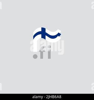 Finland flag icon. Original simple design of the finnish flag on white background, place for text. Design element, template national poster with fi Stock Vector