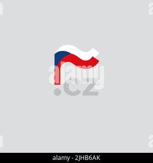 Czech Republic flag icon. Original simple design of the czech republic flag, map marker. Design element, template national poster with cz domain Stock Vector