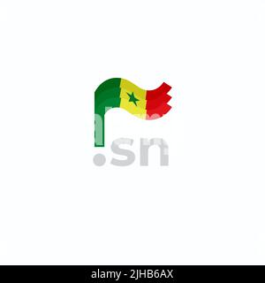 Senegal flag icon. Original simple design of the senegalese flag, map marker. Design element, template national poster with sn domain. State patriotic Stock Vector