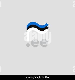 Estonia flag icon. Original simple design of the estonian flag, map marker. Design element, template national poster with ee domain. State patriotic Stock Vector