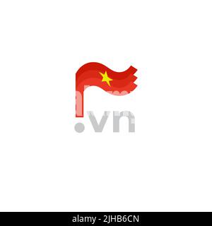 Vietnam flag icon. Original simple design of the vietnamese flag, map marker. Design element, template national poster with vn domain. State patriotic Stock Vector