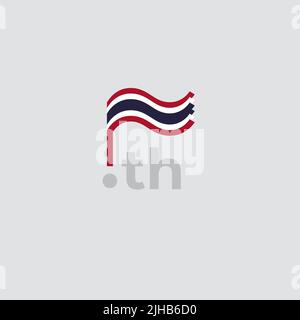Thailand flag icon. Original simple design of thai flag, map marker. Design element, template national poster with th domain. State patriotic banner Stock Vector