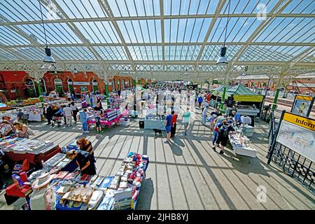 The Weekend Market At Tynemouth Metro Railway Station In The North East 