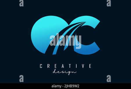 Creative blue letter Oc o c logo with leading lines and road concept design. Letters with geometric design. Vector Illustration with letter and creati Stock Vector