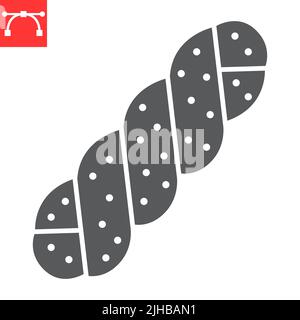 Challah bread glyph icon, food and bakery, challah vector icon, vector graphics, editable stroke solid sign, eps 10. Stock Vector