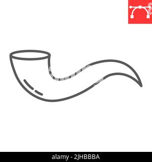 Shofar line icon, hanukkah and traditional, yom kippur vector icon, vector graphics, editable stroke outline sign, eps 10. Stock Vector
