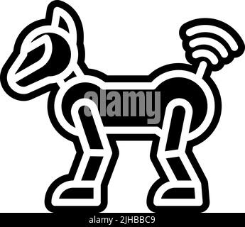 Robot Dog flat icons set. Web sign kit of pet. Cute Character pictogram ...