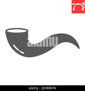 Shofar glyph icon, hanukkah and traditional, yom kippur vector icon, vector graphics, editable stroke solid sign, eps 10. Stock Vector