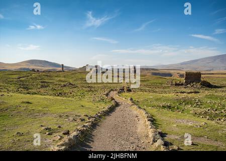 Big panorama of the Ani historical site in Eastern Anatolia, Turkey Stock Photo