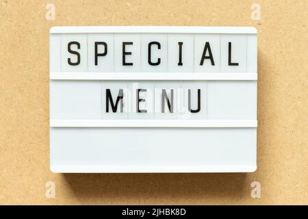 Lightbox with word special menu on wood background Stock Photo