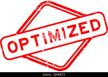Grunge red optimized word rubber seal stamp on white background Stock ...