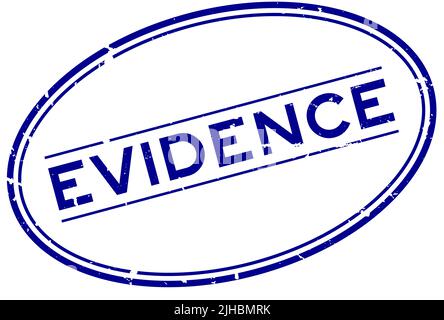 Grunge blue evidence word oval rubber seal stamp on white background ...