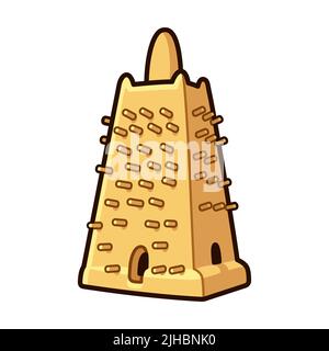 Djinguereber Mosque in Timbuktu, Mali. Cartoon illustration of African architecture. Vector clip art. Stock Vector