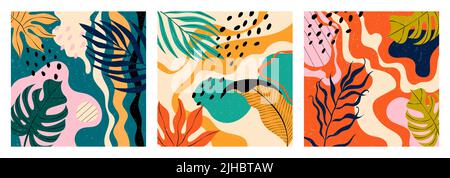 Set of three hand drawn seamless patterns Stock Vector