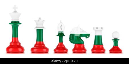 Chess figures with Bulgarian flag, 3D rendering isolated on white background Stock Photo