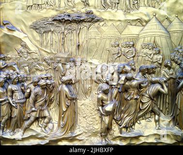 'Gates of Paradise' by Lorenzo Ghiberti The Baptistery Door in Florence Italy Stock Photo