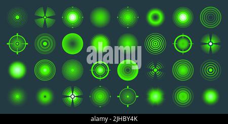 Thermal, night vision scope. Crosshair, gun sight vector icons. Bullseye, target or aim symbol. Military rifle scope, shooting mark sign. Targeting Stock Vector