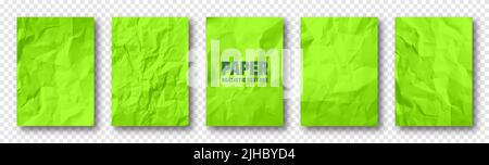 Colorful green crumpled paper texture. Rough grunge old blank. Colored background. Vector illustration Stock Vector