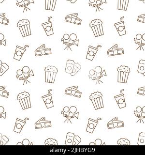 Cinema seamless pattern with icons Stock Vector