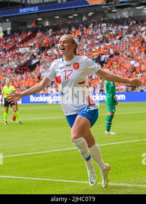 SHEFFIELD - Romee Leuchter of Holland women celebrate the 1-2 during the UEFA Women's EURO England 2022 match between Switzerland and the Netherlands at Bramall Lane stadium on July 17, 2022 in Sheffield, United Kingdom. ANP GERRIT VAN COLOGNE Stock Photo