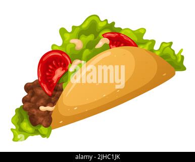 Taco food cartoon illustration icon. Isolated on white background. Vector Stock Vector