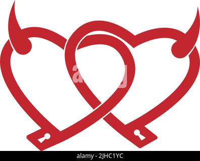 Devil heart icon logo design illustration template Stock Vector
