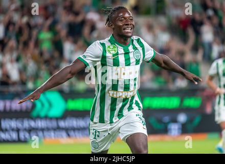 BUDAPEST, HUNGARY - JULY 13: Adama Traore of Ferencvarosi TC scores during  the UEFA Champions League 2022/23 First Qualifying Round Second Leg match  between Ferencvarosi TC and FC Tobol at Ferencvaros Stadium