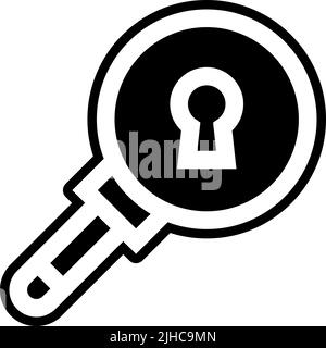 Keys and locks magnifying glass . Stock Vector