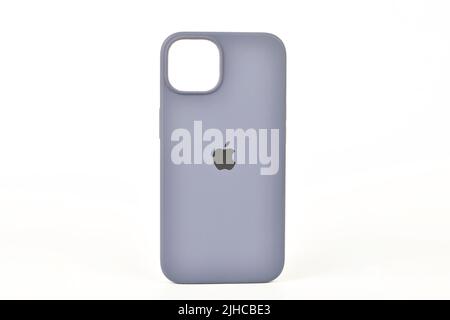 New Delhi, India -  July 8, 2022: Iphone silicone case isolated on white background Stock Photo
