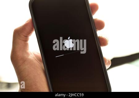 New Delhi, India -  July 8, 2022: apple firmware updating on iphone Stock Photo