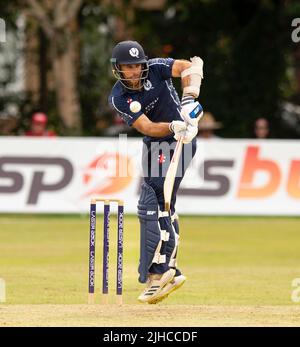 ICC Men's Cricket World Cup League 2 - Scotland v, Nepal. 17th July, 2022. Scotland take on Nepal for the second time in the ICC Div 2 Men's Cricket World Cup League 2 at Titwood, Glasgow. Pic shows: Scotland's, Kyle Coetzer. Credit: Ian Jacobs/Alamy Live News Stock Photo