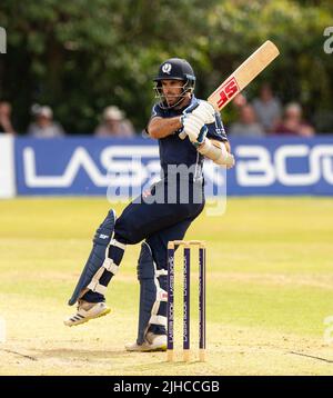 ICC Men's Cricket World Cup League 2 - Scotland v, Nepal. 17th July, 2022. Scotland take on Nepal for the second time in the ICC Div 2 Men's Cricket World Cup League 2 at Titwood, Glasgow. Pic shows: Scotland's, Kyle Coetzer. Credit: Ian Jacobs/Alamy Live News Stock Photo