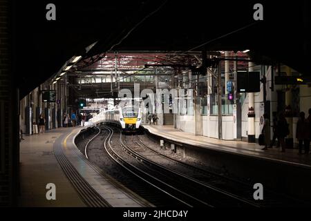 Farringdon is a London Underground and connected main line National Rail Thameslink station in Clerkenwell, central London Stock Photo