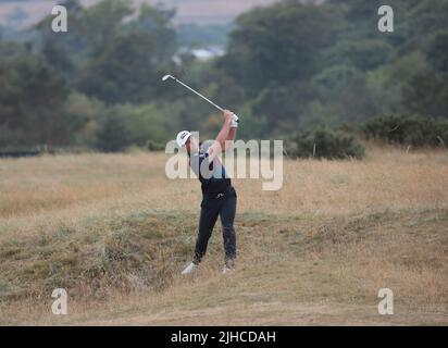 St.Andrews, UK. 17th July, 2022. Norway's Victor Holland hits out of the rough on the 4th hole at the 150th Open Championship at St Andrews Golf Club in St Andrews, Scotland on Sunday, July 17, 2022. Photo by Hugo Philpott/UPI Credit: UPI/Alamy Live News